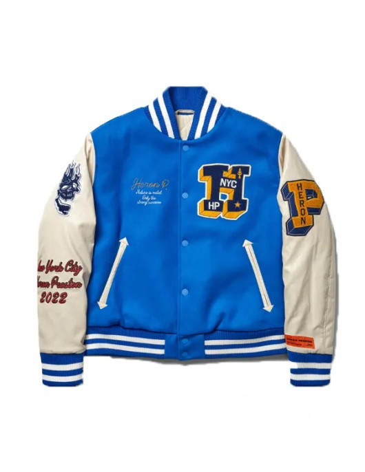 Heron Preston Blue Varsity Jacket