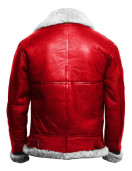 Holiday Christmas Red A2 Bomber Aviator With Artificial Fur Collar Genuine Leather Jacket