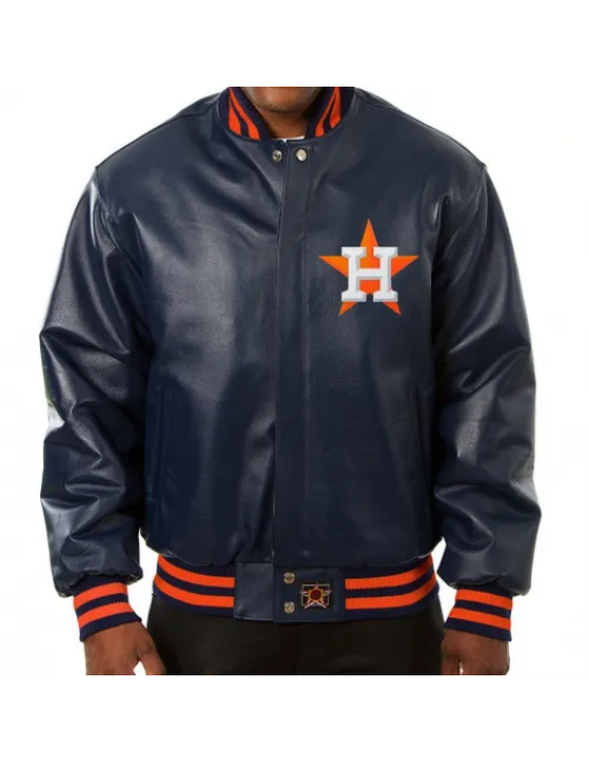 Houston Astros Blue Leather Jacket