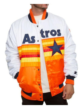 Houston Astros White and Orange Satin Jacket
