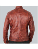 Idaho Mens Brown Leather Moto Jacket