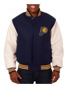 Indiana Pacers Navy and White Varsity Jacket
