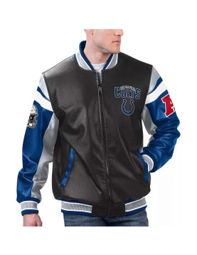 Indianapolis Colts Black Varsity Full-Zip Leather Jacket