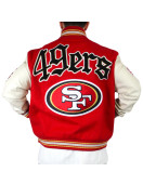 JH San Francisco 49ers Red and Off White Varsity Jacket