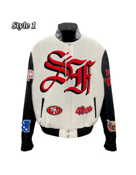 JH San Francisco 49ers Varsity White and Black Jacket
