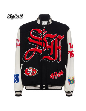 JH San Francisco 49ers Varsity White and Black Jacket