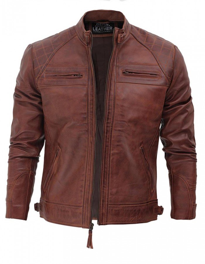 Johnson Dark Brown Quilted Motorcycle Leather Jacket Johnson Dark Brown Quilted Motorcycle Leather Jacket