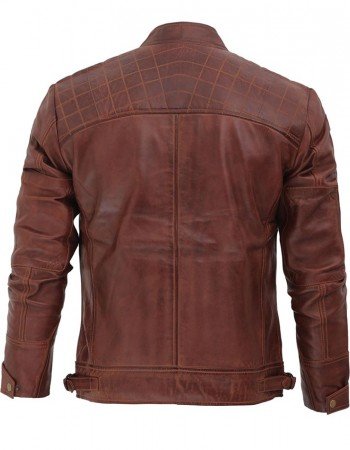 Johnson Dark Brown Quilted Motorcycle Leather Jacket