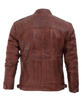 Johnson Dark Brown Quilted Motorcycle Leather Jacket