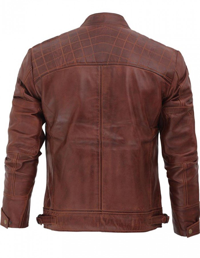 Johnson Dark Brown Quilted Motorcycle Leather Jacket Johnson Dark Brown Quilted Motorcycle Leather Jacket