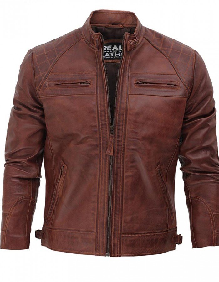 Johnson Dark Brown Quilted Motorcycle Leather Jacket Johnson Dark Brown Quilted Motorcycle Leather Jacket