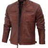 Johnson Dark Brown Quilted Motorcycle Leather Jacket Johnson Dark Brown Quilted Motorcycle Leather Jacket