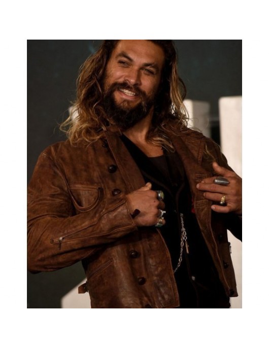 Jason Momoa Justice League Aquaman Distressed Brown Leather Jacket