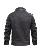 Jasper Black Distressed Leather Cafe Racer Jacket for Men