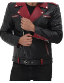 Jimmy Mens Black and Maroon Moto Jacket