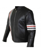 Johnny Knoxville Biker Striped Leather Jacket