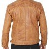 Johnson Quilted Distressed Camel Leather Jacket Mens Johnson Quilted Distressed Camel Leather Jacket Mens