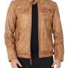 Johnson Quilted Distressed Camel Leather Jacket Mens Johnson Quilted Distressed Camel Leather Jacket Mens