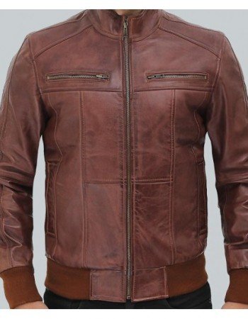 Johnston Mens Brown Lambskin Bomber Leather Jacket Johnston Mens Brown Lambskin Bomber Leather Jacket