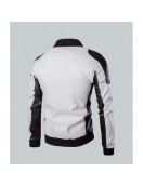 Joliet White Leather Perforated Jacket Mens