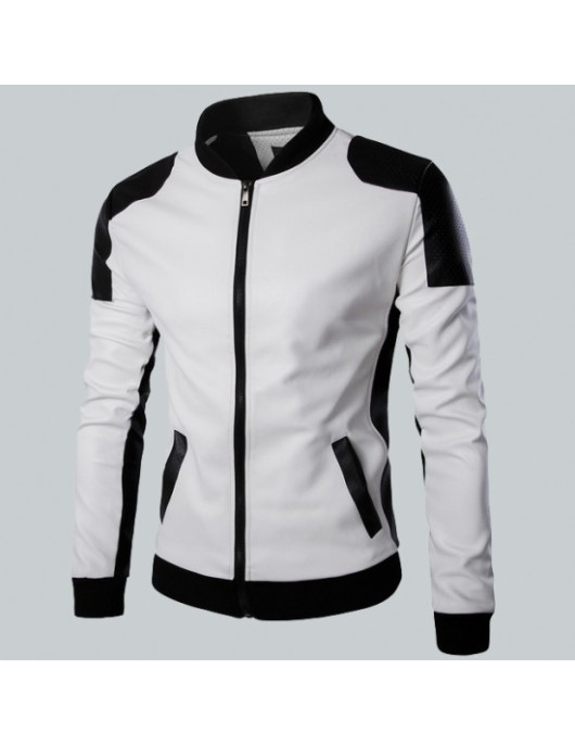 Joliet White Leather Perforated Jacket Mens