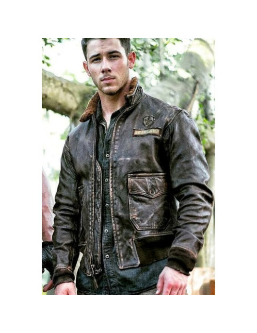 Jumanji 2 Nick Jonas Bomber Leather Jacket