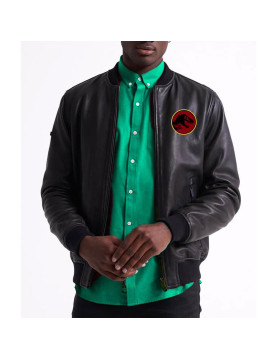 Jurassic Park Black Bomber Leather Jacket