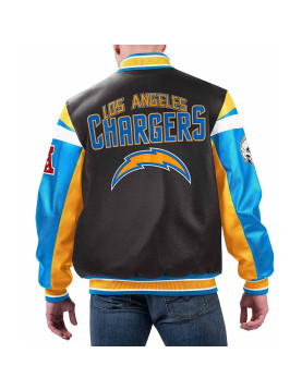 LA Chargers Black Varsity Full-Zip Leather Jacket
