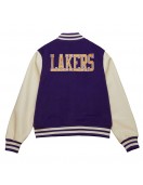 LA Lakers Purple and Off White Varsity Jacket