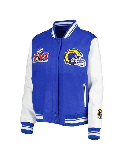 LA Rams Mash Up Royal and White Varsity Jacket