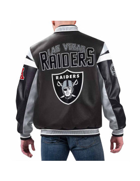Las Vegas Raiders Black Varsity Full-Zip Leather Jacket