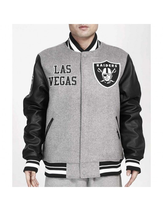 Las Vegas Raiders Varsity Gray and Black Jacket