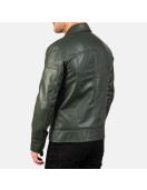 Lavendard Green Leather Biker Jacket