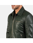 Lavendard Green Leather Biker Jacket