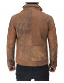 Light Brown Six Pocket Distressed Leather Jacket