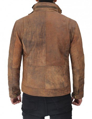 Light Brown Six Pocket Distressed Leather Jacket Light Brown Six Pocket Distressed Leather Jacket