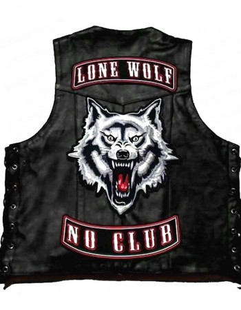 Wolf Biker Leather Vest