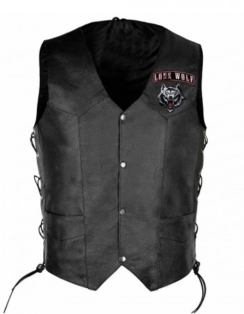 Wolf Biker Leather Vest