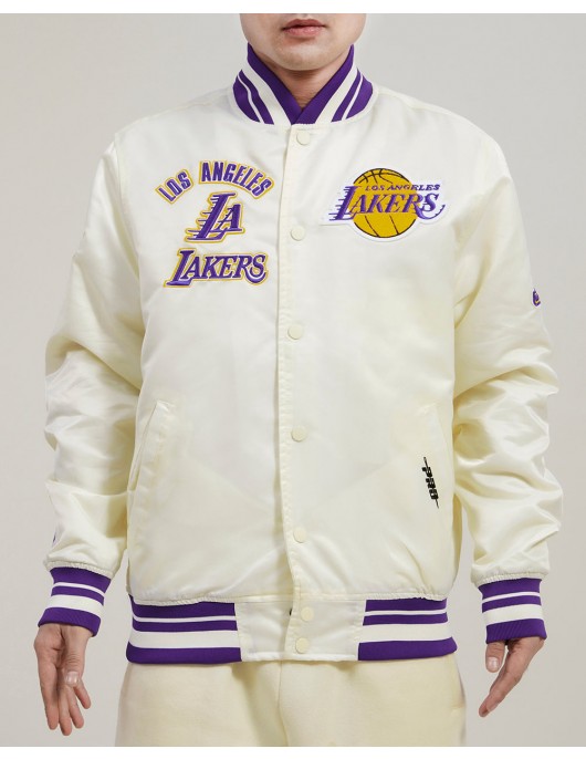 Los Angeles Lakers Retro Classic Off White Satin Jacket