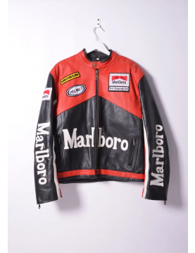 Retro Racing Black Leather Jacket
