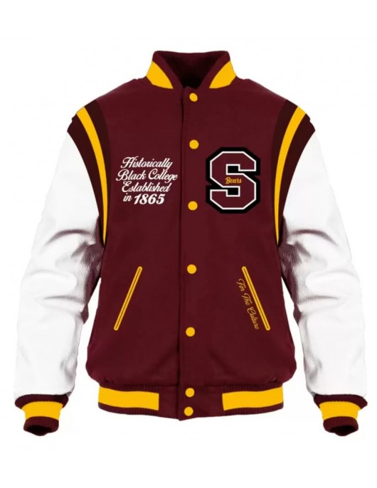 Maroon Shaw University Varsity Jacket