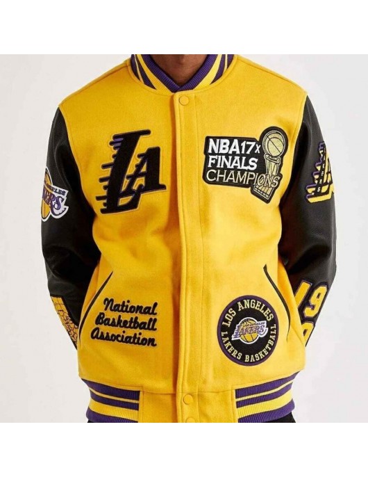 Mash Up Los Angeles Lakers Varsity Yellow and Black Jacket