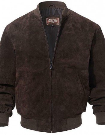Adamsville Mens Dark Brown Suede Leather Bomber Jacket