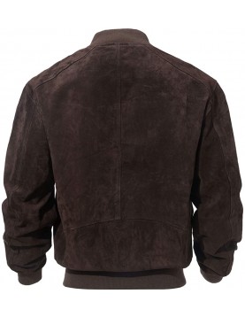 Adamsville Mens Dark Brown Suede Leather Bomber Jacket
