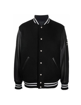 Mastermind Japan Logo-Embroidery Black Varsity Jacket