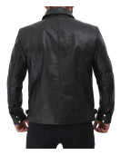 Matos Black Leather Cowhide Jacket Mens