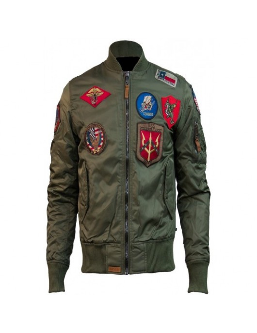 Men Army Green Top Gun Tom Cruise Fighter Jet Pilot Jacket