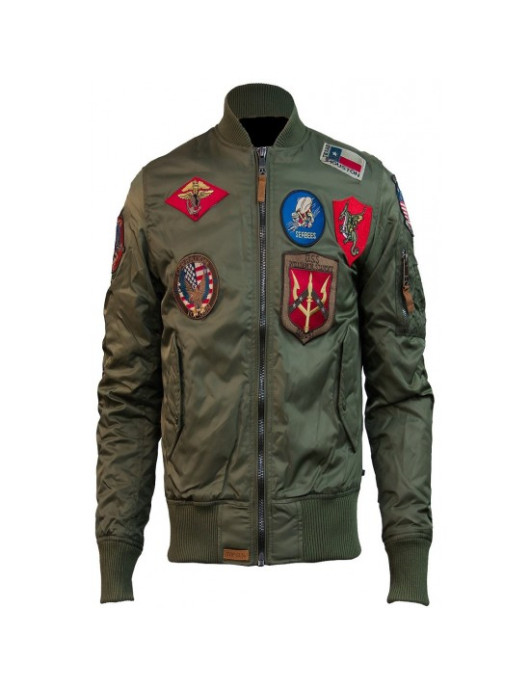 Men Army Green Top Gun Tom Cruise Fighter Jet Pilot Jacket