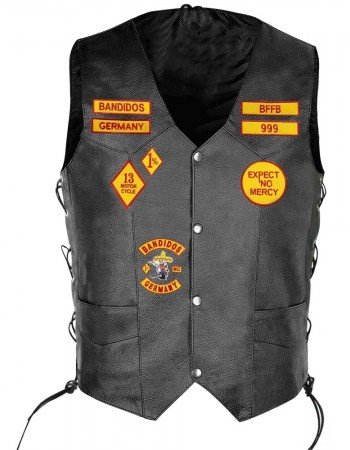 Men Bandidos Leather Black Vest Men Bandidos Leather Black Vest