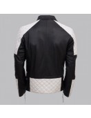 Men Black and White Leather Jacket